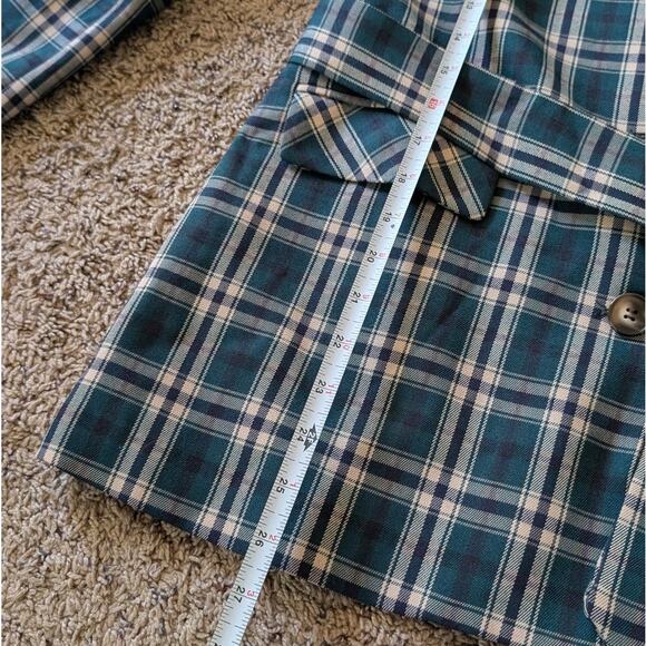 NWT Greylin Green Plaid Belted Single-breasted Button Blazer Coat Jacket, size S - Picture 4 of 10